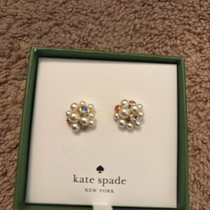 Kate Spade Pearl Cluster Earrings with Blue and Pink Accents